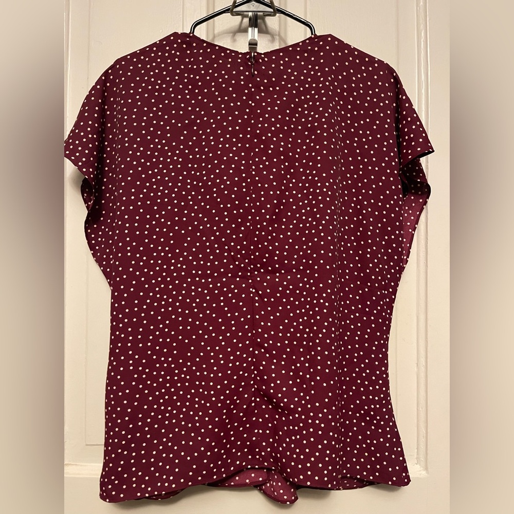 Express Maroon Blouse with Cream Dots - Picture 5 of 11
